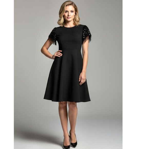 Kate Spade NY Women's Sequined Sleeve Black Dress Size US 0 (XS) , UK 4 - Picture 1 of 6